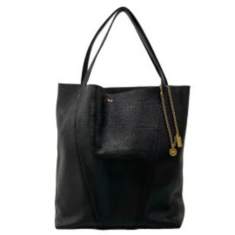 Chloe Spin Tote Bag Black Leather
